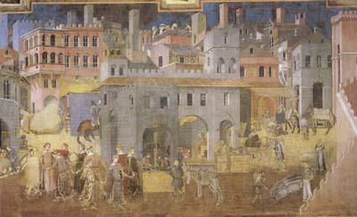 Ambrogio Lorenzetti Life in the City (mk08) Norge oil painting art